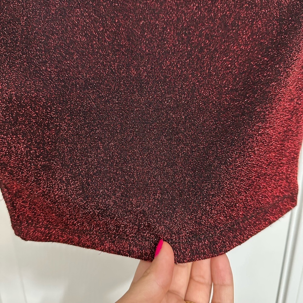 Hot & Delicious Women’s Crop Tube Top Medium Red Sparkle Shimmer Festival Y2K - Picture 4 of 5
